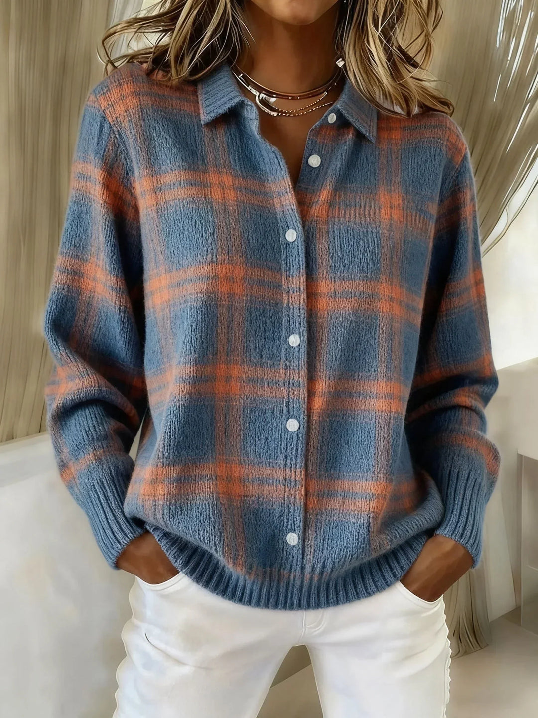 Valeria – Casual Retro Plaid Sweater
