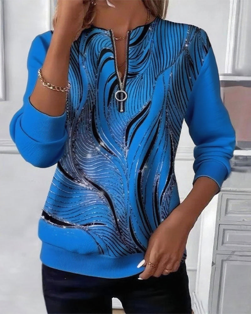 Laluna® | Casual Printed Zip Sweatshirt