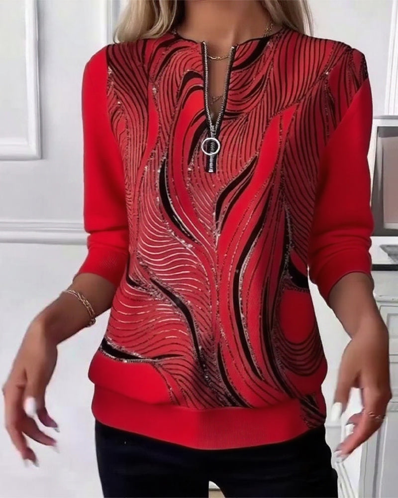 Laluna® | Casual Printed Zip Sweatshirt