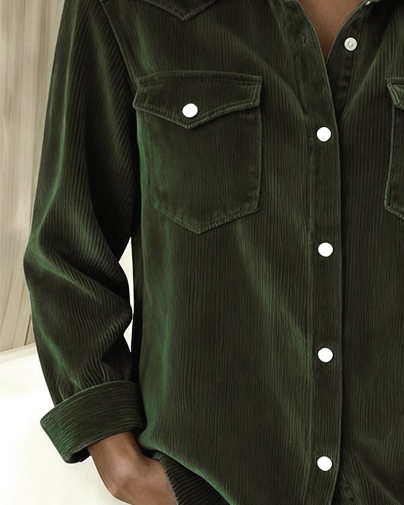 Laluna® | Long-Sleeve Shirt with Lapel and Button Placket