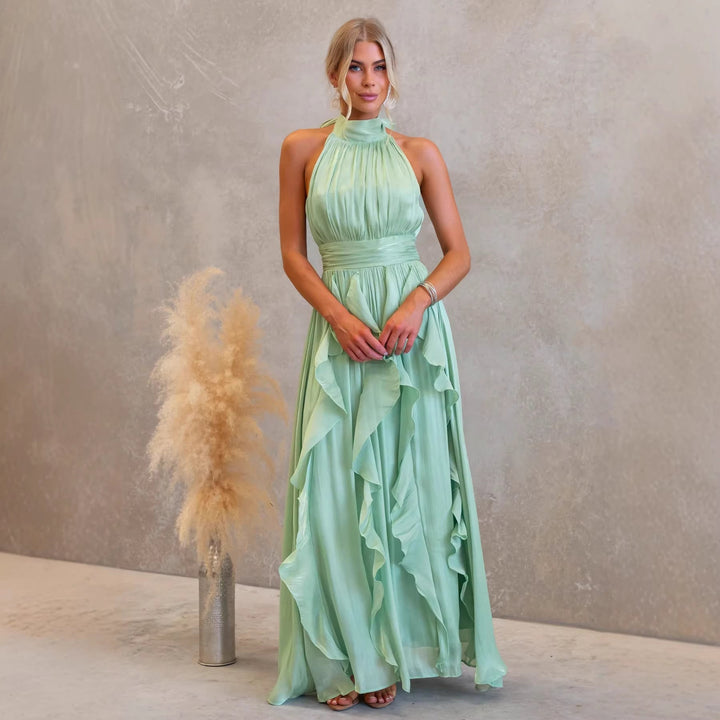 Celestia | Ruffled Halter Maxi Dress