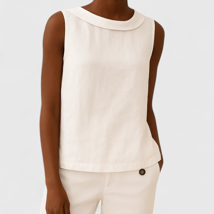 Clara | Elegant Top with Roll Collar