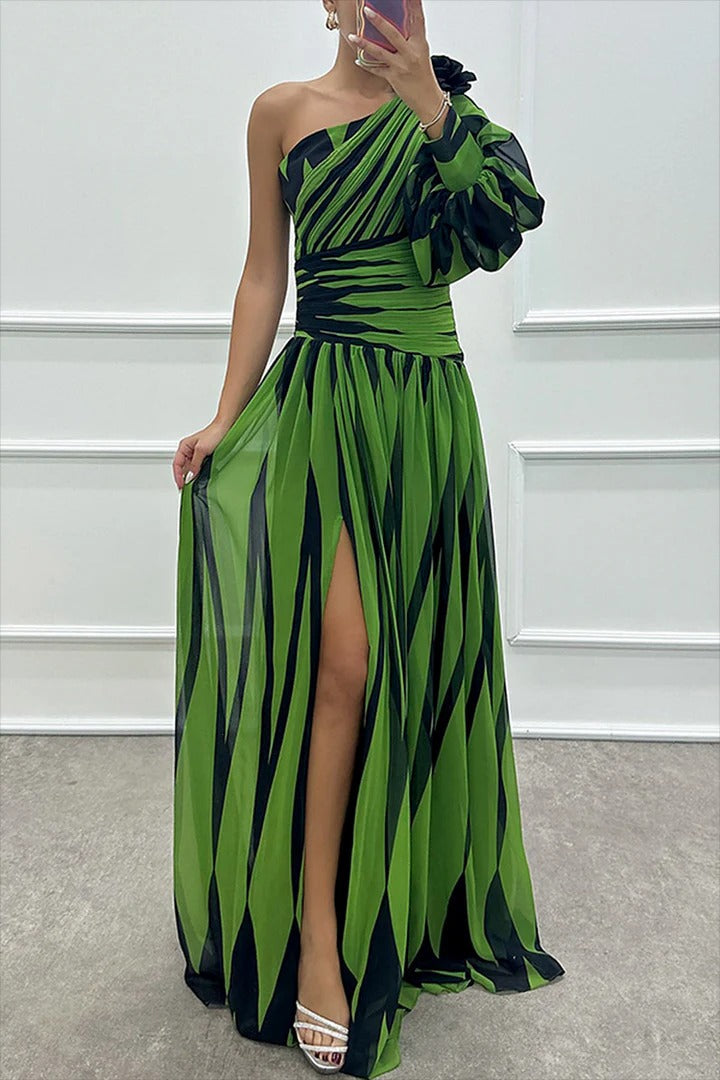 Astra Noir Pleated Maxi Gown