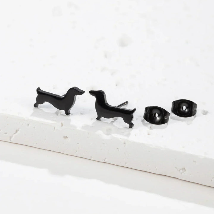 Dachshund Button Earrings