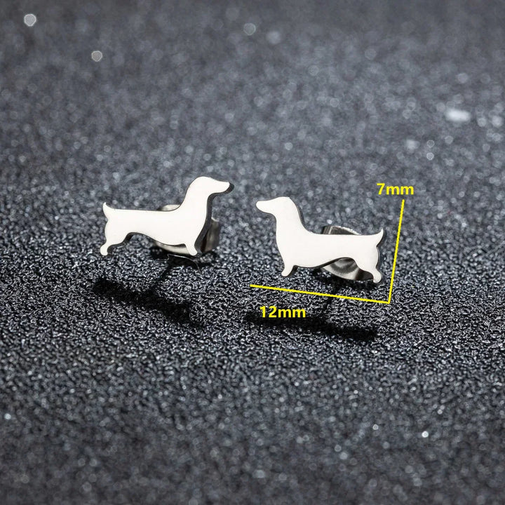 Dachshund Button Earrings