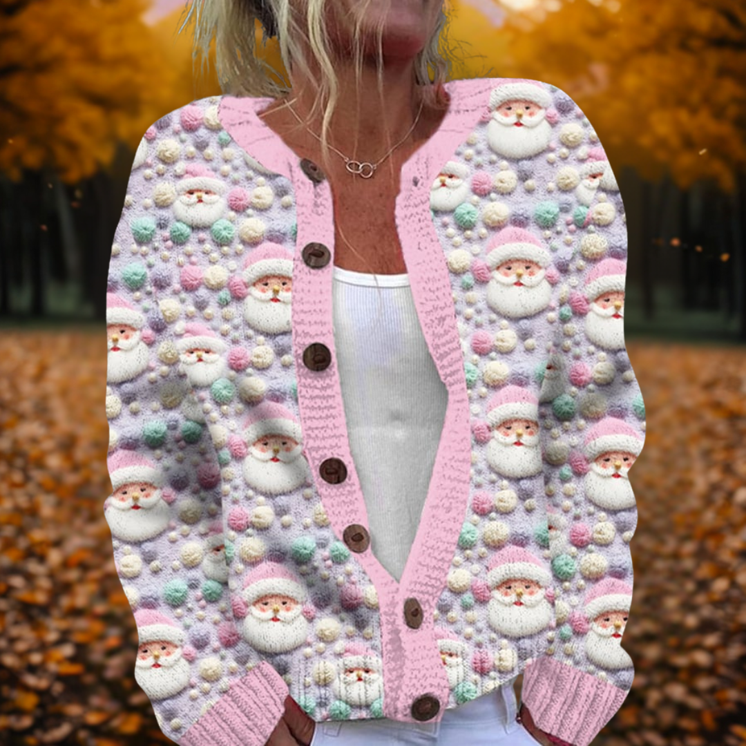 Susan | Santa Print Cardigan