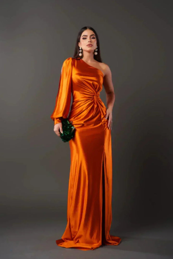 Estella - One-Sleeve Elegant Wedding Guest Maxi Dress