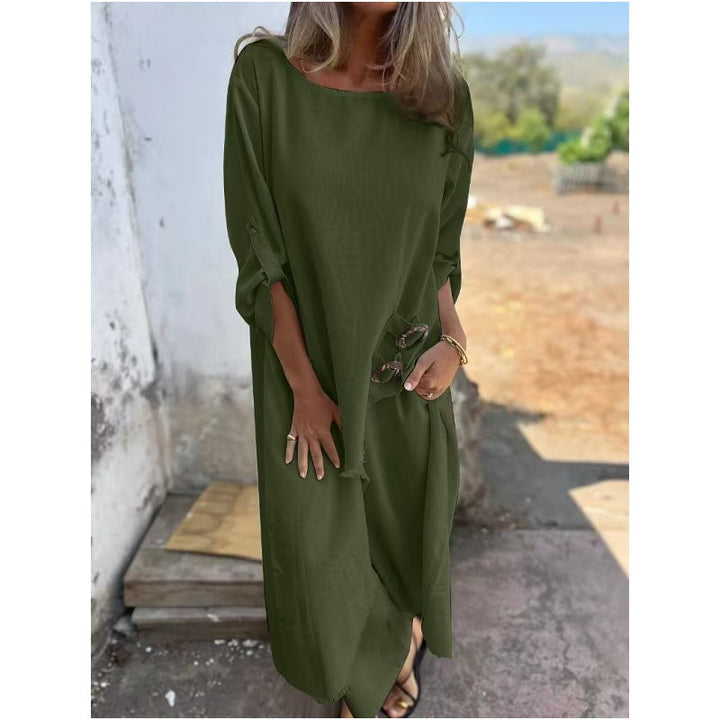 New Cotton-Linen Dress + Pants - Comfortable Two-Piece Set